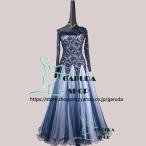 Garuda SHOP　レディース社交ダンスドレス　競技ドレス　新入荷新品　発表会用演出服パーティードレスワンピース　セミオーダー可   ネイビー  品番2435