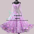 Garuda SHOP　レディース社交ダンスドレス　モダン競技ドレス　ワルツドレス高級品　発表会用高品質ドレス　セミオーダー可  パープル　  品番2572