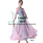 ショッピングダンス Garuda SHOP　レディース社交ダンスドレス　モダン競技ドレス　ワルツドレス高級品　発表会試合高品質ドレス　セミオーダー ピンク  品番2646