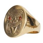 LHN Jewelry(エルエイチエヌ ジュエリー) アメリカ製 Tiki God Signet リング 真鍮 x ガーネット メンズ ユニセックス Brass Garnet ring