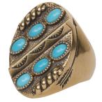 LHN Jewelry(エルエイチエヌ ジュエリー) ハンドメイド 真鍮 x ターコイズ リング サウスウエスタン ネイティブ Southwestern Turquoise Ring Brass
