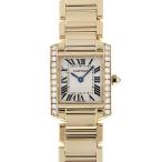 カルティエ Cartier タンク フランセーズ SM ベゼルダイヤモンド WE1001R8 ホワイト文字盤 中古 腕時計 レディース