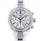 シャネル CHANEL J12 クロノグラフ ベゼル・ブレスダイヤ H1707 ホワイト文字盤 中古 ...