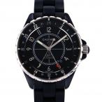 シャネル CHANEL J12 GMT マットブラック H3101 ブラック文字盤 中古 腕時計 メンズ