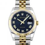 ロレックス ROLEX デイトジャスト 116233 ブラック/ローマ文字盤 中古 腕時計 メンズ