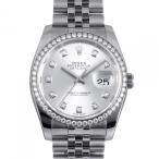 ロレックス ROLEX デイトジャスト ベゼルダイヤ 116244G シルバー文字盤 中古 腕時計  ...