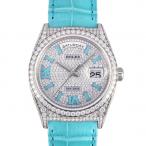 ロレックス ROLEX デイデイト 36 128159RBR ダイヤ/シルバー/ターコイズブルーローマ文字盤 新品 腕時計 メンズ