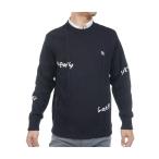 パーリーゲイツ PEARLY GATES アラン柄×刺繍ランダム編み丸首セーター