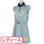 クアルトユナイテッド CUARTO UNITED ストライプ肩フリル ストレッチ ノースリーブワンピース ゴルフウェア レディース 春夏 レディス