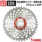 10枚セット 刈払機用チップソー 255mm 40P 草刈機用 刈刃 替刃 荒野の嵐 アイウッド