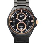 シチズン CITIZEN アテッサ ACT Line ブラックチタンシリーズ トリプルカレンダー ムーンフェイズ BU0065-64E 中古 腕時計 メンズ