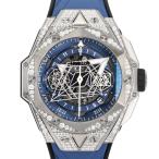 ウブロ HUBLOT ビッグバン ウニコ サンブルーII チタニウム ブルー パヴェ 418.NX.5107.RX.1604.MXM20 シルバー/ブルー文字盤 中古 腕時計 メンズ