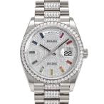 ロレックス ROLEX デイデイト 36 レインボーインデックス ベゼルダイヤ 128349RBR ダイヤ/シルバー/10PS文字盤 中古 腕時計 メンズ