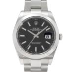 ロレックス ROLEX デイトジャスト 41 126300 ブライトブラック/バー文字盤 中古 腕時計 メンズ