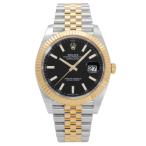 ロレックス ROLEX デイトジャスト 41 126333 ブライトブラック/バー文字盤 中古 腕時計 メンズ