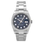 ロレックス ROLEX デイトジャスト 36 フルーテッドモチーフ 126234G ブライトブルー/10PD文字盤 中古 腕時計 メンズ