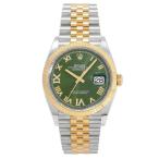ロレックス ROLEX デイトジャスト 36 126233 オリーブグリーン/ローマ(VI.XIダイヤ)文字盤 新品 腕時計 メンズ