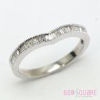 【値下げ交渉可】K18WG ダイヤモンド リング 指輪  V字 デザイン バゲット D0.24 2.9g 14.5号 仕上げ済【質屋出店】