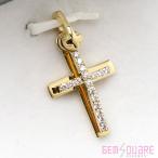 ショッピングダイヤモンド 【値下げ交渉可】K18YG ダイヤモンド クロス ネックレストップ 十字架 ヘッド D0.21 ウォルサム 2.78g 仕上げ済