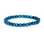  Power Stone натуральный камень браслет hema тугой голубой металлик cut 6mm четки ..Bracelet пробная цена 