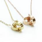 Yahoo! Yahoo!ショッピング(ヤフー ショッピング)ネックレス ステンレス 316L レディース ２リング ゴールド ピンクゴールド カラー アクセサリー