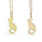 Yahoo! Yahoo!ショッピング(ヤフー ショッピング)ネックレス ステンレス 316L レディース プチシルエット キャット ゴールド ピンクゴールド カラー