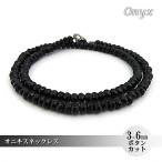 パワーストーン天然石ネックレスメンズブラックオニキス3×6ｍｍボタンカット...