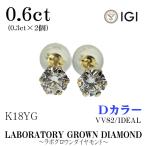 両耳　K18YG　Dカラー　VVS2　ラボグロウンダイヤモンド　ピアス　計0.6ct（0.3ct×2個）ダイヤ　イエローゴールド