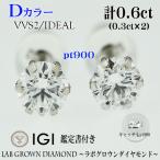 ショッピングPT 両耳　PT900　Dカラー　VVS2　ラボグロウンダイヤモンド　ピアス　計0.6ct（0.3ct×2個）ダイヤ　プラチナ