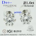 両耳　PT900　Dカラー　VVS2　ラボグロウンダイヤモンド　ピアス　計1.0ct（0.5ct×2個）ダイヤ　プラチナ