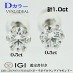 ショッピングPT 両耳　PT900　Dカラー　VVS2　ラボグロウンダイヤモンド　ピアス　計1.00ct（0.5ct×2個）1ct　1カラット　ダイヤ　プラチナ　LAB GROWN DIAMOND