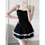  новый продукт женский безрукавка топ купальный костюм женский One-piece купальный костюм? все в одном One-piece flair с высоким воротником body type покрытие flair юбка 35kg-65kg