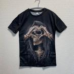 Tシャツ手でハート骸骨骨スカルドク...
