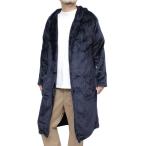 ワン カラーズ 着る毛布 メンズ 大きいサイズ マイクロ ベロア フード付き ロング丈 ガウンコート カーディガン 3L ネイビー