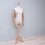 トルソー レディース 9号 マネキン 女性 パンツ対応 腕付き 可動 上半身 木製 布張り アンティーク ディスプレイ
