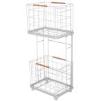 ランドリーバスケット スリム 2段 キャスター スクエア 洗濯かご 大容量 キャスター付き おしゃれ 北欧 ワイヤーバスケット ホワイト 白