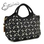 エスタシオン Estacion 革 小花モチーフ 2WAY ハンドバッグ