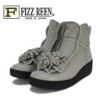 FIZZREEN　フィズリーン　革　花モチーフ　厚底　ショートブーツ