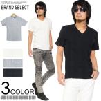 ショッピング閉店 【閉店セール】 メンズ カットソー ランダムテレコ切替Vネック半袖Tシャツ 無地　春　夏 Ｔシャツ メンズ Vネック