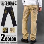 ショッピング閉店 【閉店セール】シューカット BURST バック刺繍 チノパン　チノパン メンズ バック スカル プレイハンド刺繍ダミーポケット チノパンツ バーストジャパン