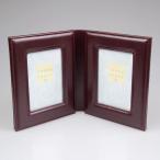 本革 / ダブルフォトフレーム ( ブラウン ) プレゼント 誕生日 贈り物 記念品 退職祝い 写真立て