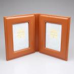 本革 / ダブルフォトフレーム ( キャメル ) プレゼント 誕生日 贈り物 記念品 退職祝い 写真立て
