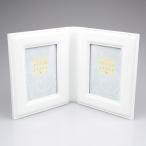 本革 / ダブルフォトフレーム ( ホワイト ) プレゼント 誕生日 贈り物 記念品 退職祝い 写真立て