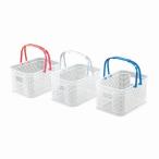 aカラーバスケット005　C　取っ手付きバスケット持ち手付きかごクリア　プラかごプラスチックかご整理かご収納バスケット　小物の…