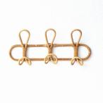 壁掛けハンガー 3連 ラタン 籐 おしゃれ フック 壁掛け ウォールハンガー 玄関 収納 ナチュラル 天然素材 ラタン三連ハンガー