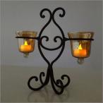 キャンドルホルダー ガラス アイア