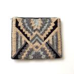 ショッピング通帳ケース ポーチ 小物入れ マチなし 布張り アクセサリーポーチ 通帳ケース 通帳入れ ビーズ刺繍フラットポーチ L