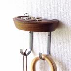 ショッピングフック フック アイアンフック トレー付き トレイ キートレイ 壁掛けフック アイアン ウッドトレー付き ダブルフック