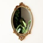 アンティーク 壁掛け鏡 ウォールミラー 楕円 オーバル ロココ調 おしゃれ ゴールド 彫刻風 装飾 玄関 リビング Rococo ウォールミラー B