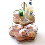  tray tray 2 уровень Akashi a модный plate имеется под старину большой натуральное дерево натуральный 2 уровень Akashi Atrai цветок 